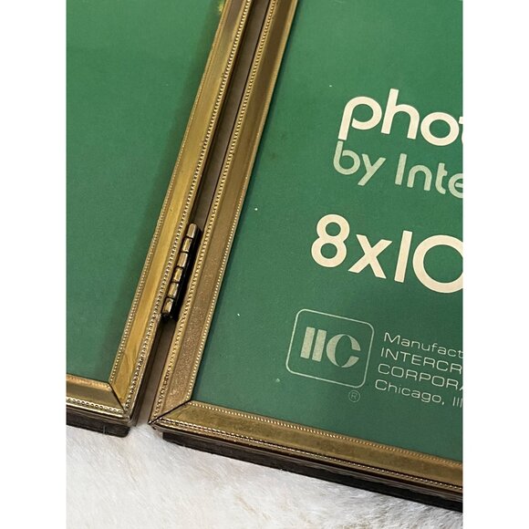 Vintage Hinged Double Picture Frame - Tabletop - Gold Tone Metal w/ Glass - Hold - Picture 6 of 6